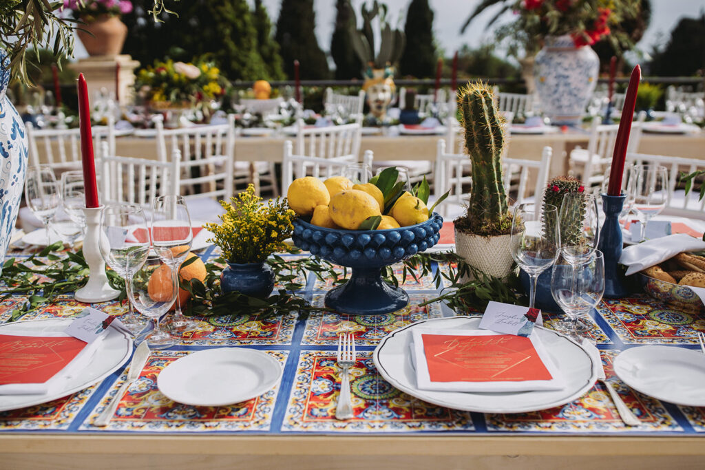 Taormina Sicily wedding table arrangement
