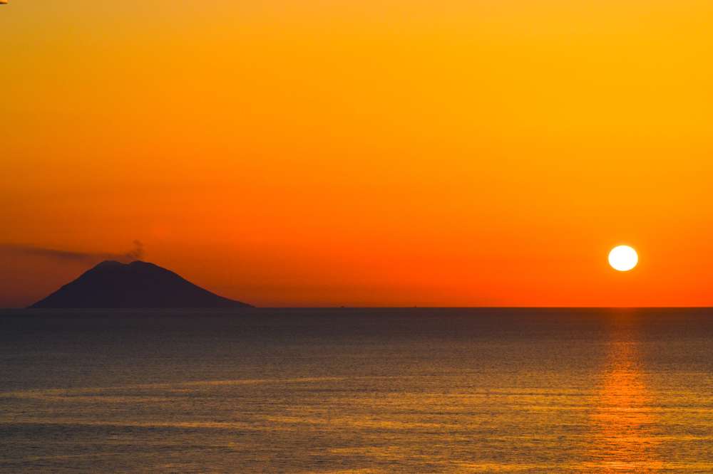 Sunset over Stromboli island