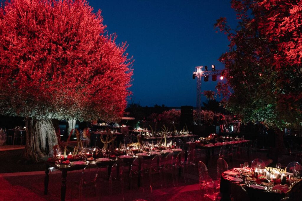 Wedding dinner at Taormina public gardens